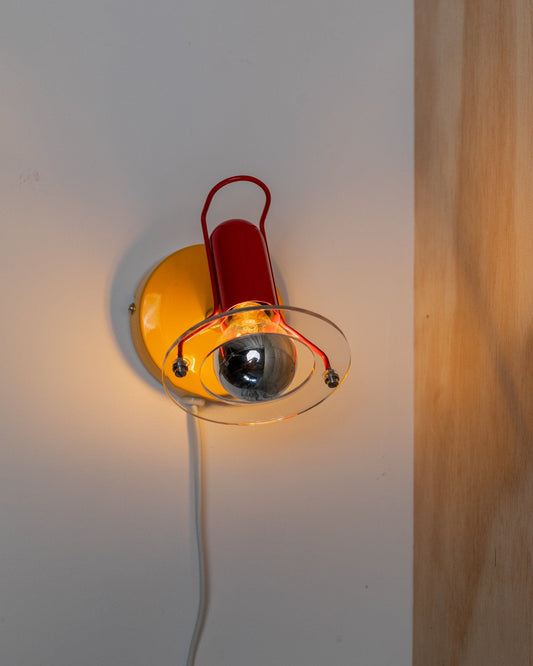 Vintage wall lamp by Paulmann red Memphis style 1980s