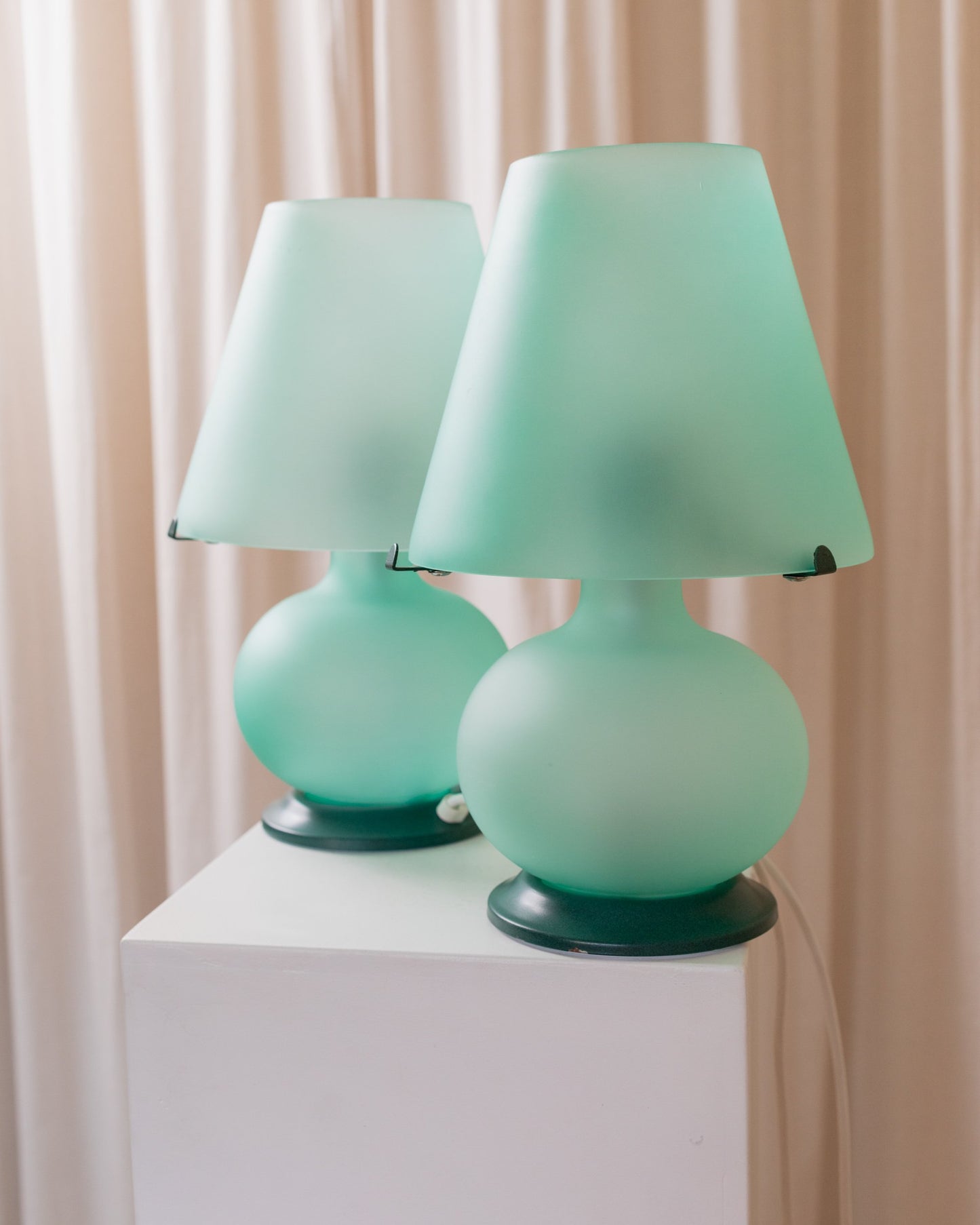 Vintage table lamp Murano glass by Murano Mint, green Mid Century 1980s
