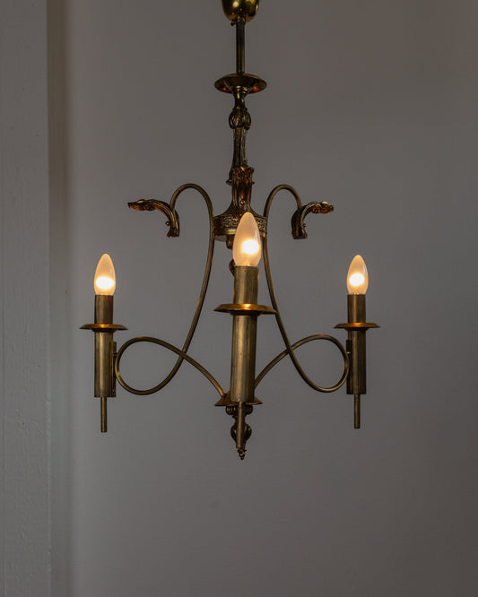 Vintage brass pendant lamp by Studio Vilhelm gold 1930s