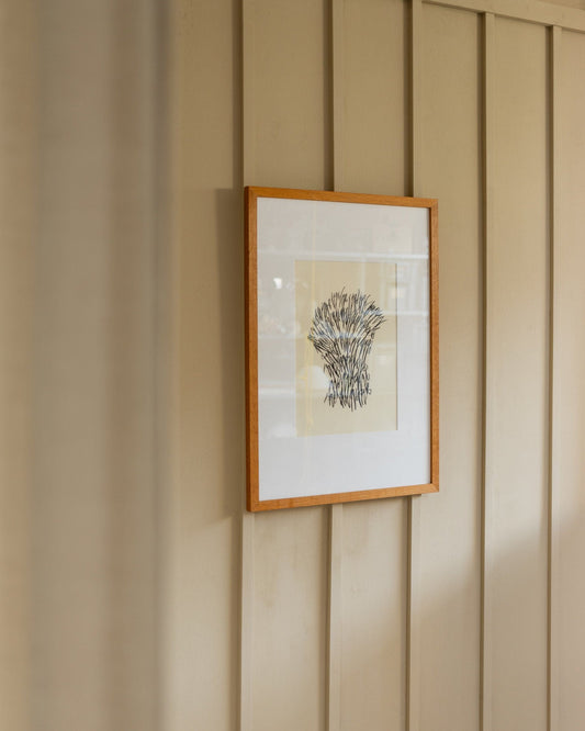 Vintage Bilderrahmen von Paul Wilhelm Jacobs schwarz Kohle auf Papier