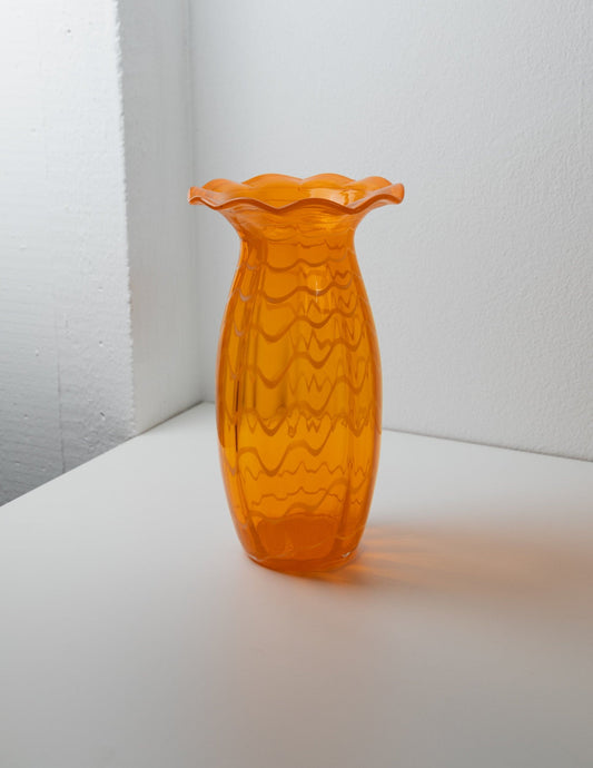 Vintage Vase Murano Glass Orange White Mid Century Design Retro 1970s