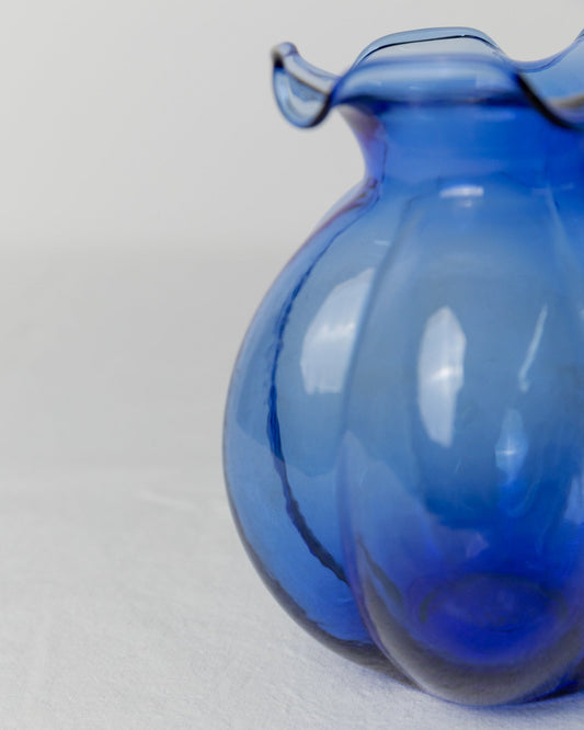 Vintage Vase Uranium Glass by Hazel Atlas Cobalt Blue 1930s