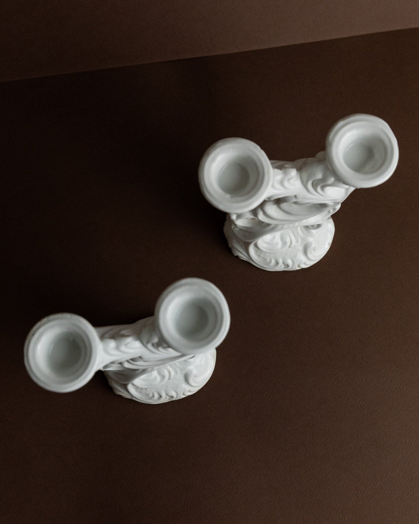 Vintage Kerzenhalter feine Keramik weiß klassisch Biskuitporzellan Italien 1930er