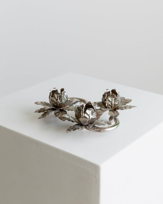 Vintage Candle Holder 3 Flowers Mid Century Design Italy 1960s