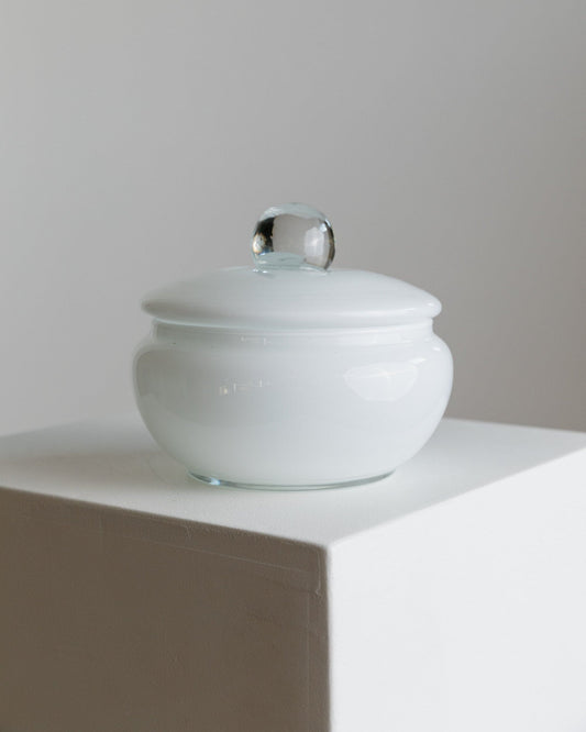 Vintage Bonboniere Murano Glass white transparent timeless Italy 1970s