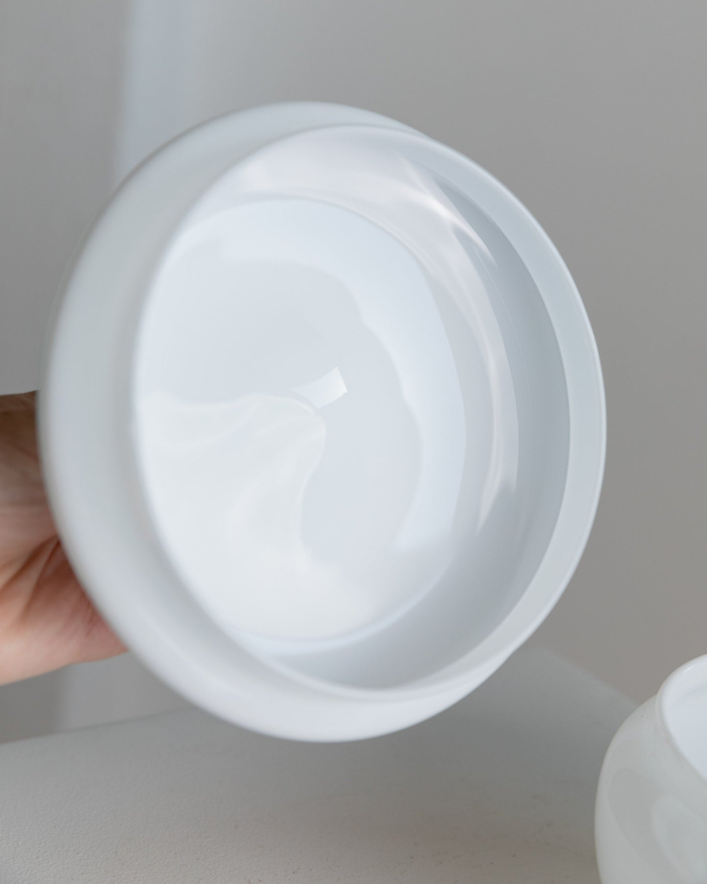 Bonbonnière vintage en verre de Murano blanc transparent intemporel Italie années 1970