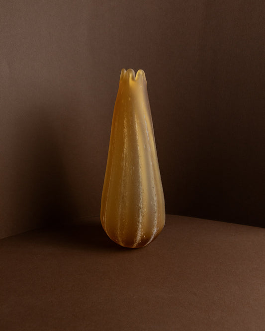 Vintage Vase Murano Glass yellow orange organic shape Retro Decoration 1960s