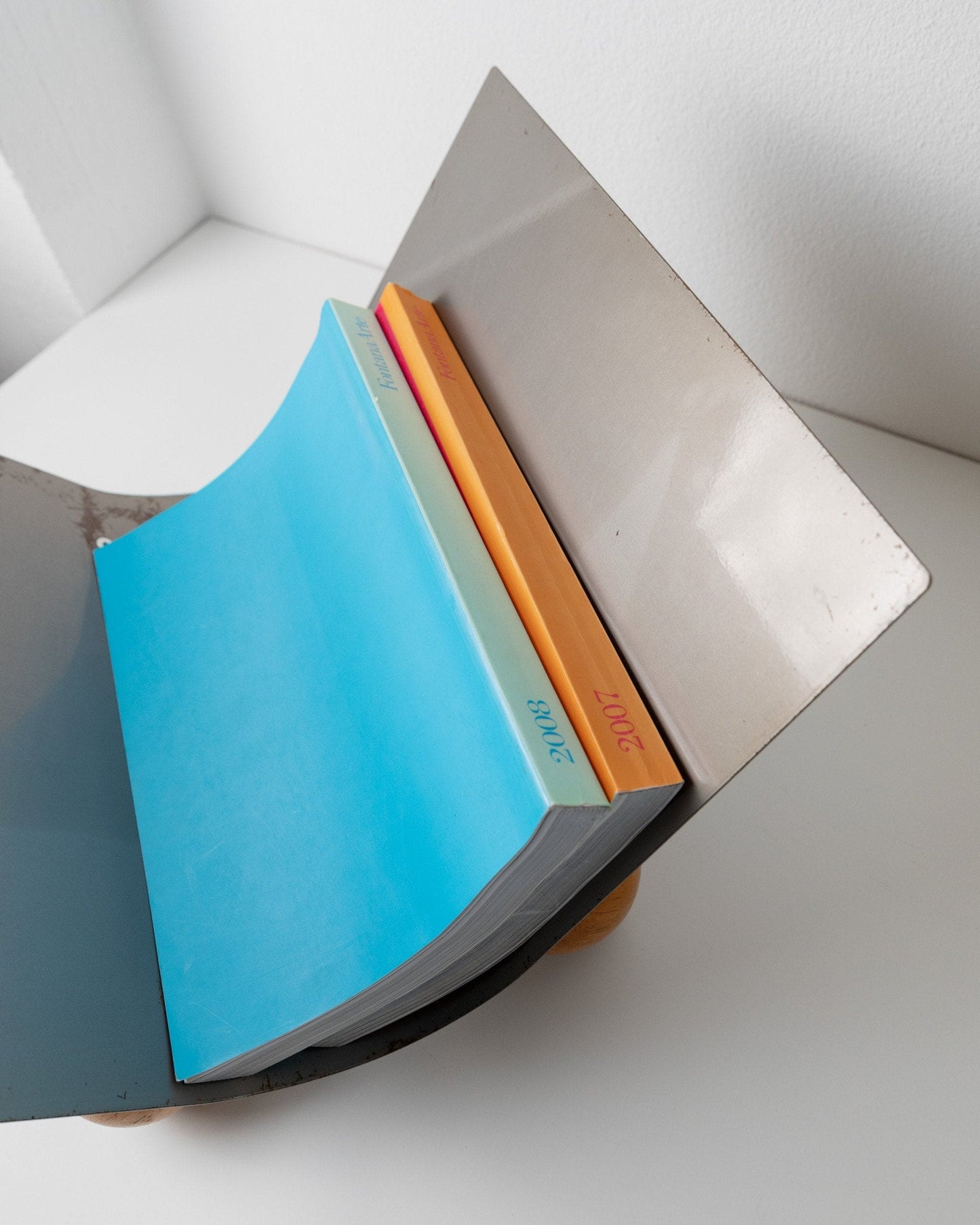 Vintage Magazine Rack Metal Wooden Feet Space Age Design 1980s Retro