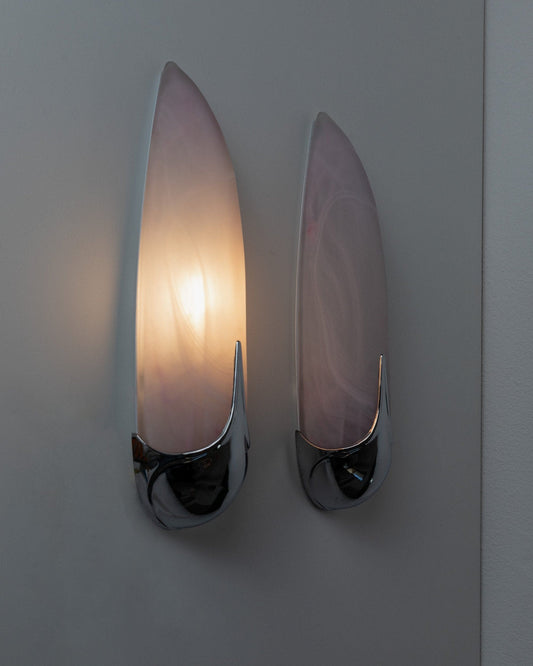 Vintage wall lamp Ear of Corm by Ideaarte for Ideaarte Pink, Chrome Set of 2