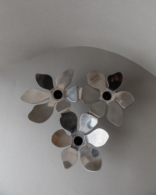 Vintage Kerzenhalter Blume Edelstahl von Monica Mulder für Ikea 1990er