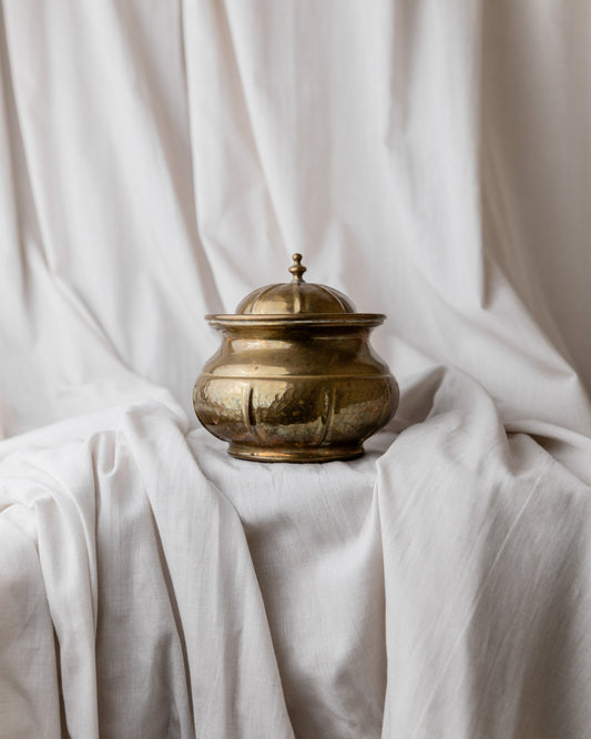 Vintage brass box with lid handmade Italy 1950s storage gift