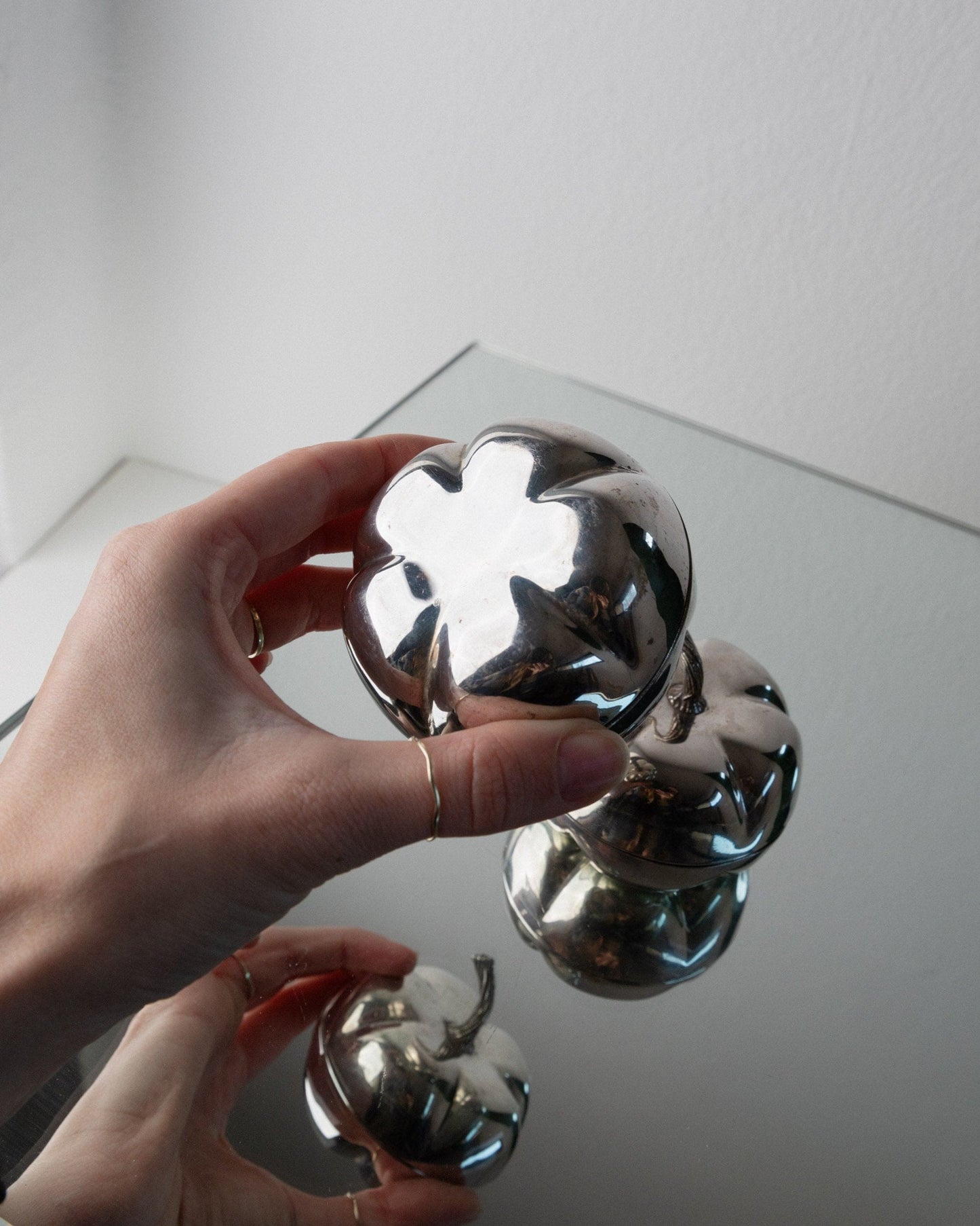 Vintage pumpkin set silver plated by Christian Dior 1970s design set of 2