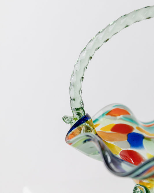 Vintage Bowl Murano Glass Mid Century Design Italy 1970s Colorful Dots