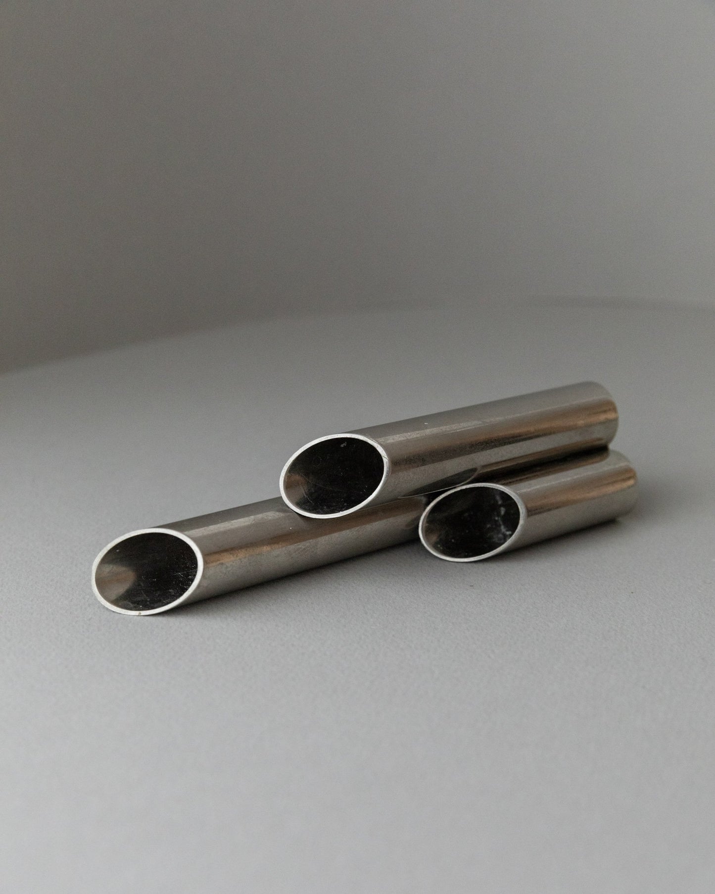 Vintage Kerzenhalter Edelstahl brutalistisches Design Italien 1970er