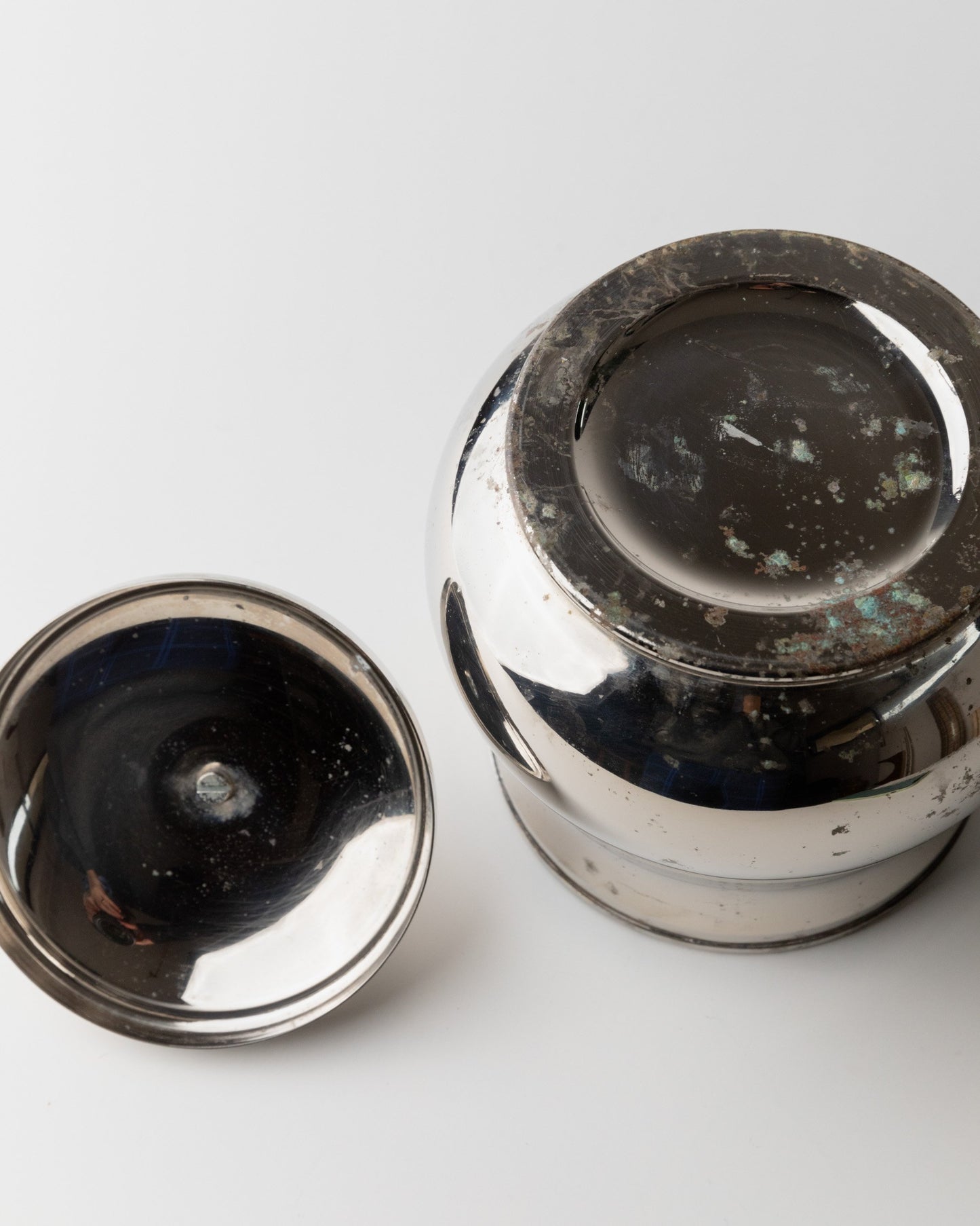 Vintage Eiseimer versilbert mit Deckel Glas Italien 60er Tischdeko Geschenk edel