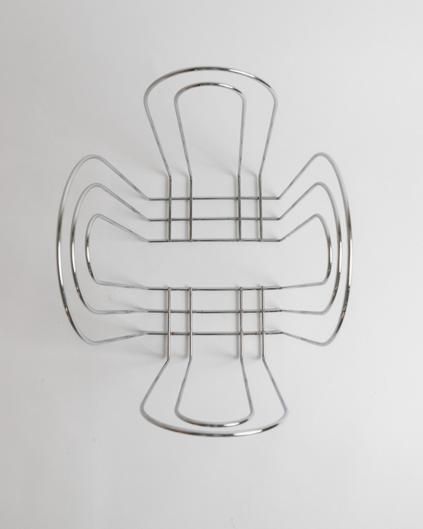 Panier en métal chromé vintage Space Age Design 1980s Retro Idée cadeau