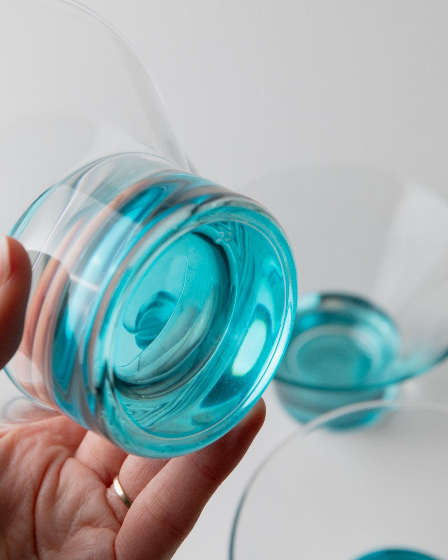 Vintage Trinkglas Murano Glas türkis Pop Art Design Italien 80er Set von 5