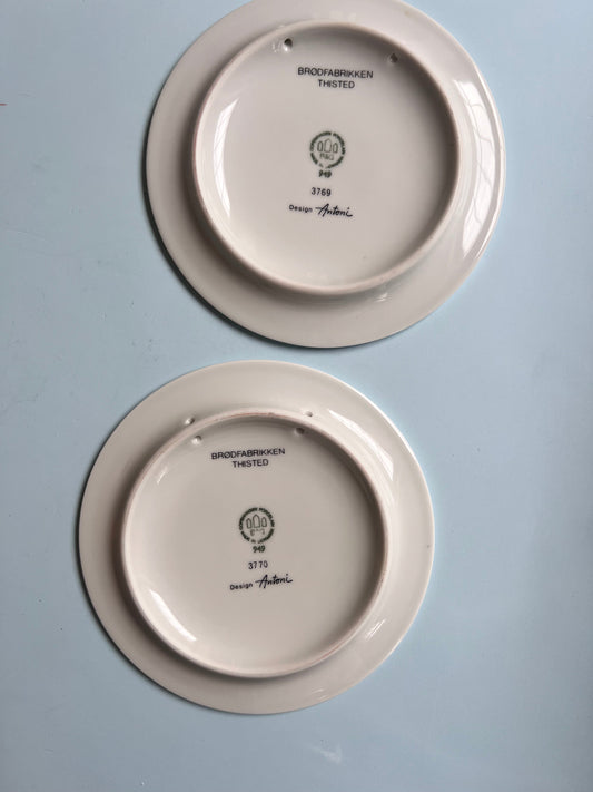 Vintage Sammelteller blau von Ib Antoni für Bing & Grøndahl Set von 2