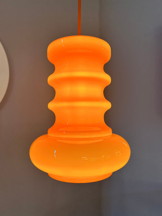 Lampe suspendue vintage en verre orange