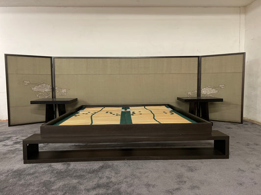 Double bed with screen headboard by Christian Liaigre