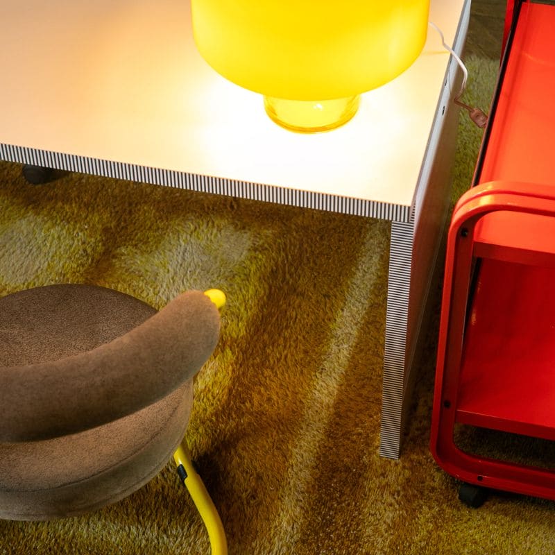 Vintage Esszimmerstuhl von Giotto Stoppino gelb, graubraun, Italien 1980er