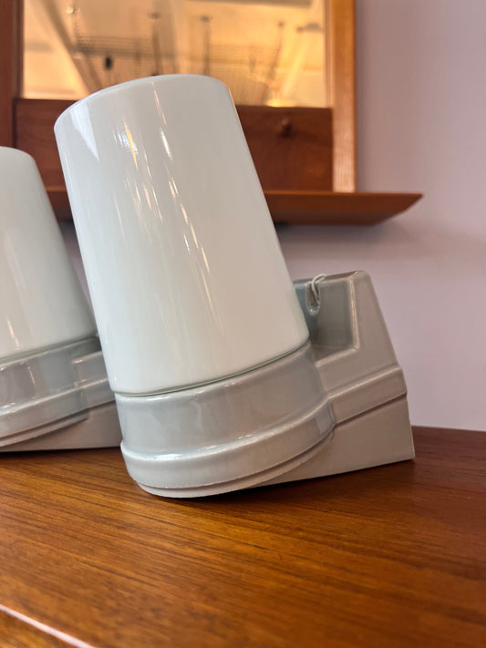 Vintage Wandlampe Modell 6070 von Sigvard Bernadotte für Ifö Set von 2 hellgrau