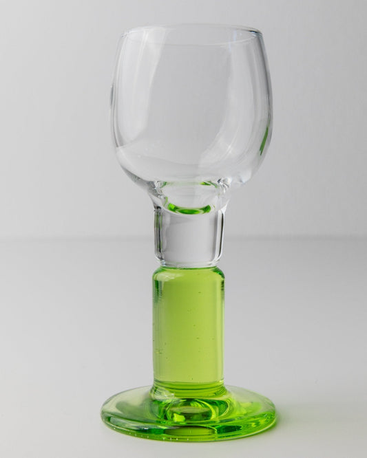 Vintage Likörglas von Bormioli limonengrün klar 80er Jahre Set von 11