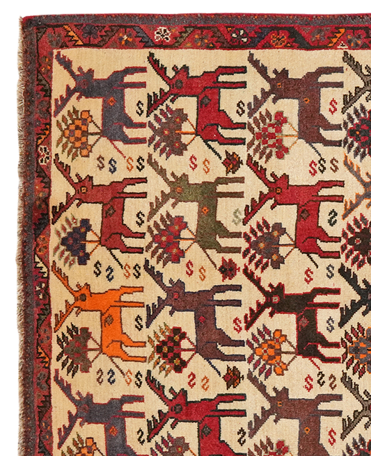Vintage carpet Gashgai 161x102cm colorful natural motifs