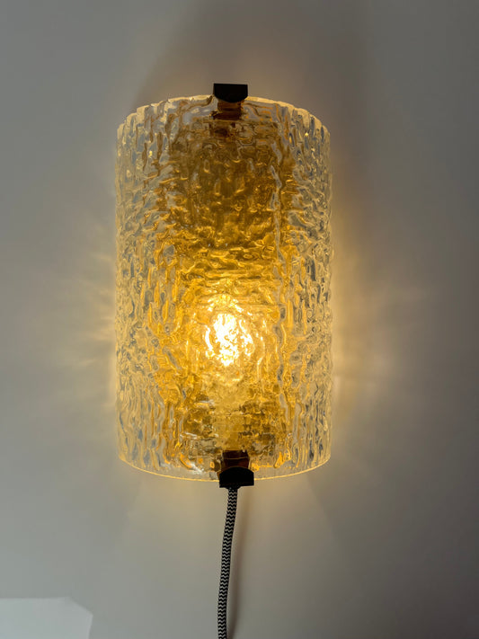 Vintage Wandlampe Glas Messing von Orrefors