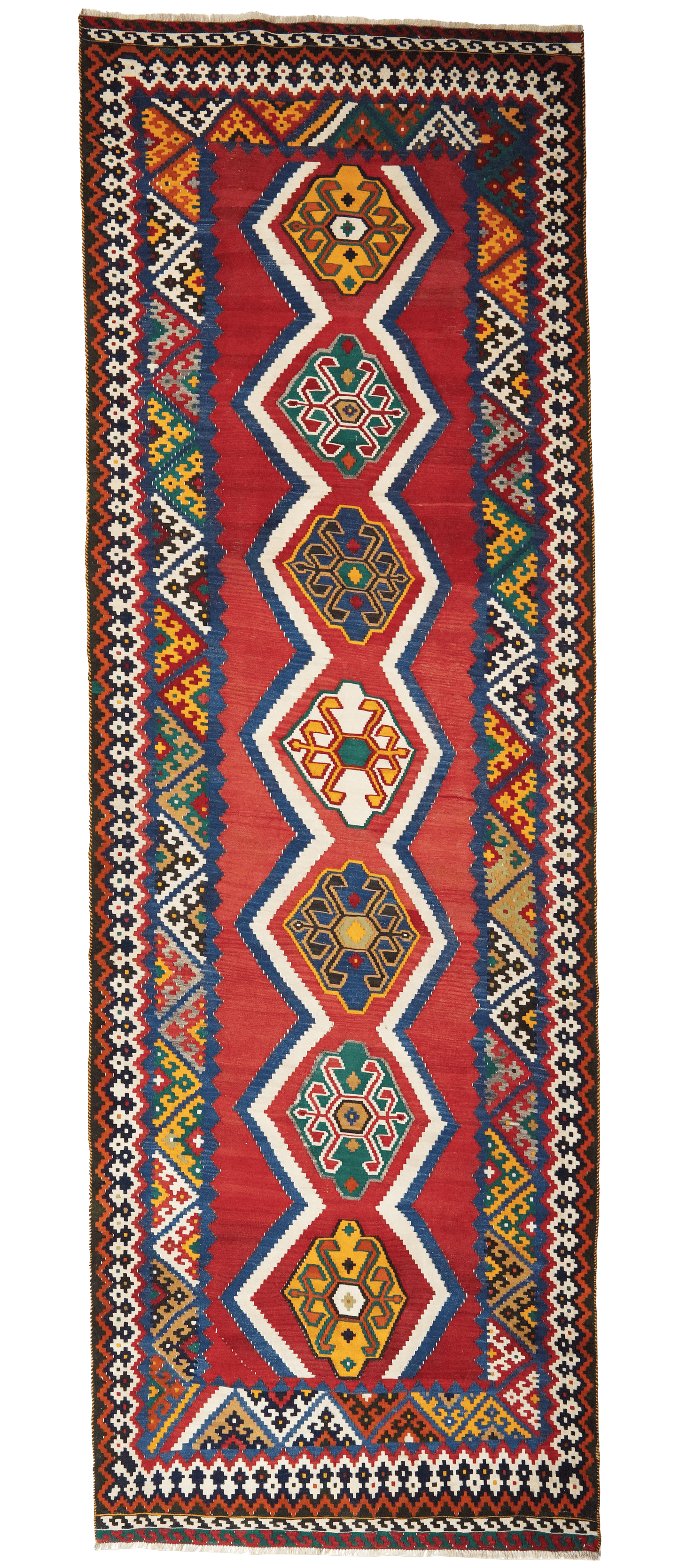 Vintage Kelim Gashgai carpet colorful 384x134cm
