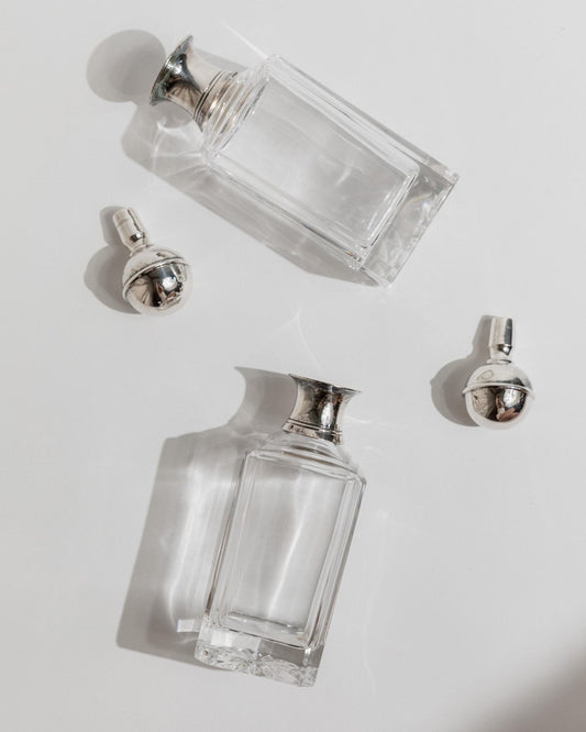 Vintage Dekanter Set von 2 mit Silberkugelverschluss