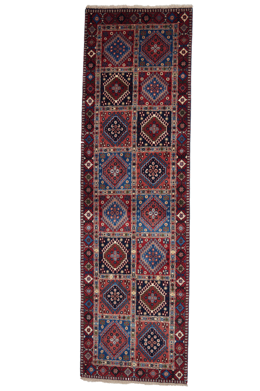 Vintage carpet Yalameh 286x83cm colorful natural motifs