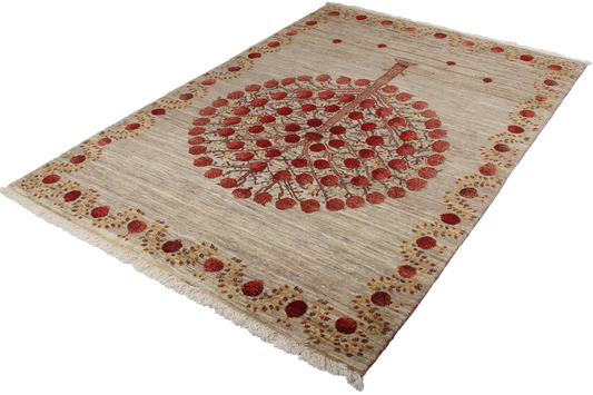 Vintage Rug Rizbaf 250x163cm Colorful Nature-Inspired Motifs
