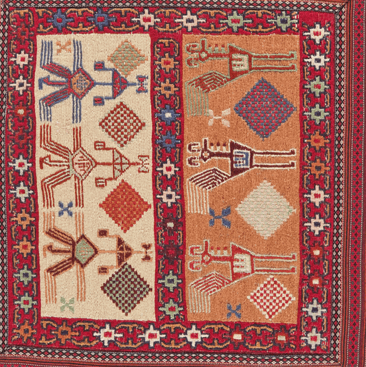 Handgefertigter Kelim Pouf 90x90cm bunt