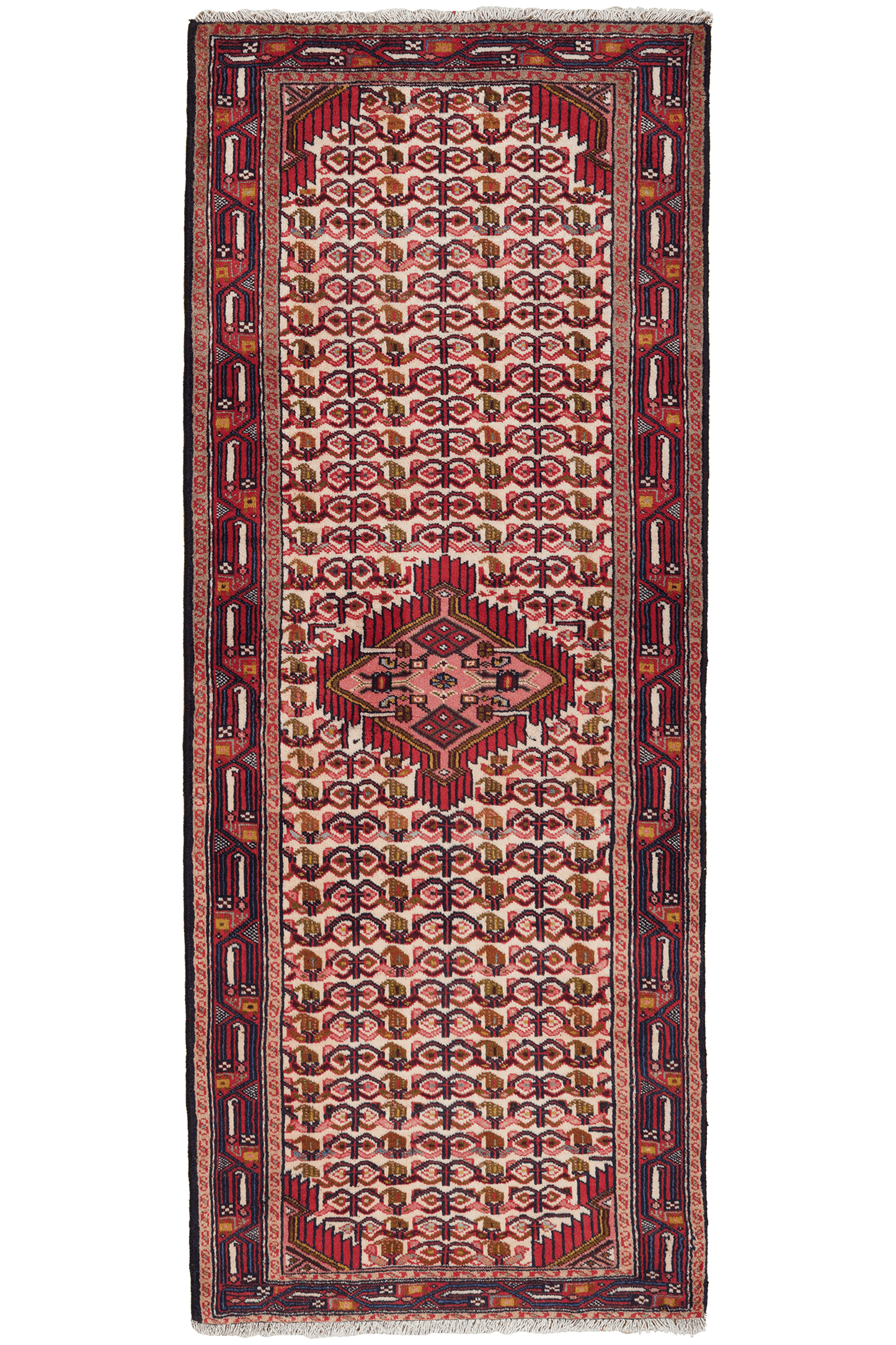 Vintage carpet Assadabad 199x80cm colorful nature motifs