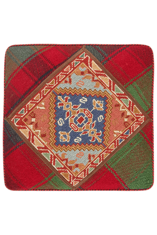 Handmade Kelim Pouf 47x47cm colorful