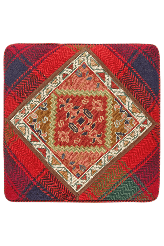 Handgefertigter Kelim Pouf 47x47cm bunt