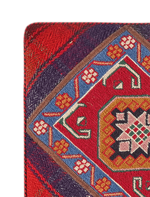 Handmade Kelim Pouf 47x47cm colorful new