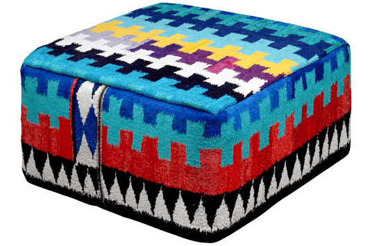 Vintage Pouf Kelim 70x70cm colorful handmade