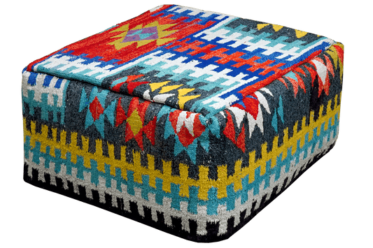 Vintage Pouf Kelim 70x70cm bunt