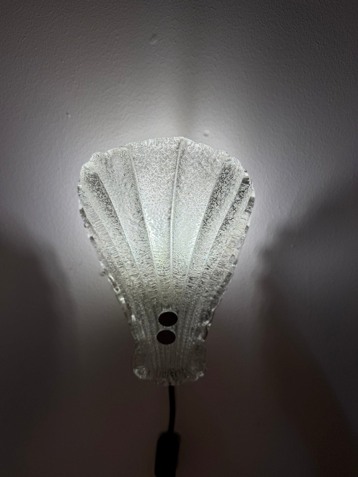Vintage Wandlampe Muschel Glas von Sölken