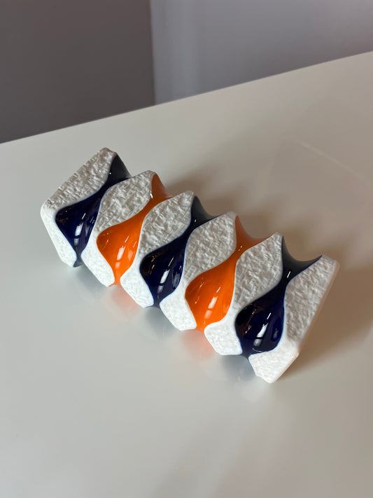 Vintage Vase 640/2 orange blau von Royal Porzellan Bavaria KPM