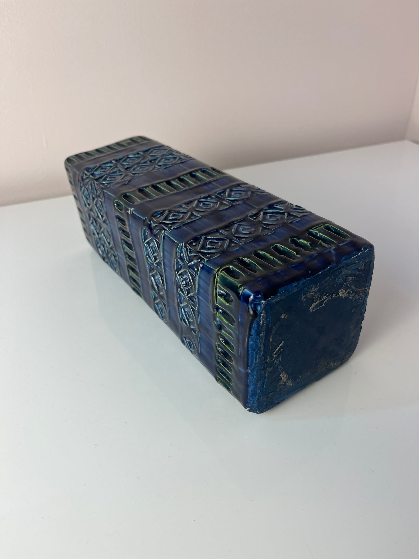 Vintage Vase Rimini Blue von Aldo Londi für Bitossi eckig