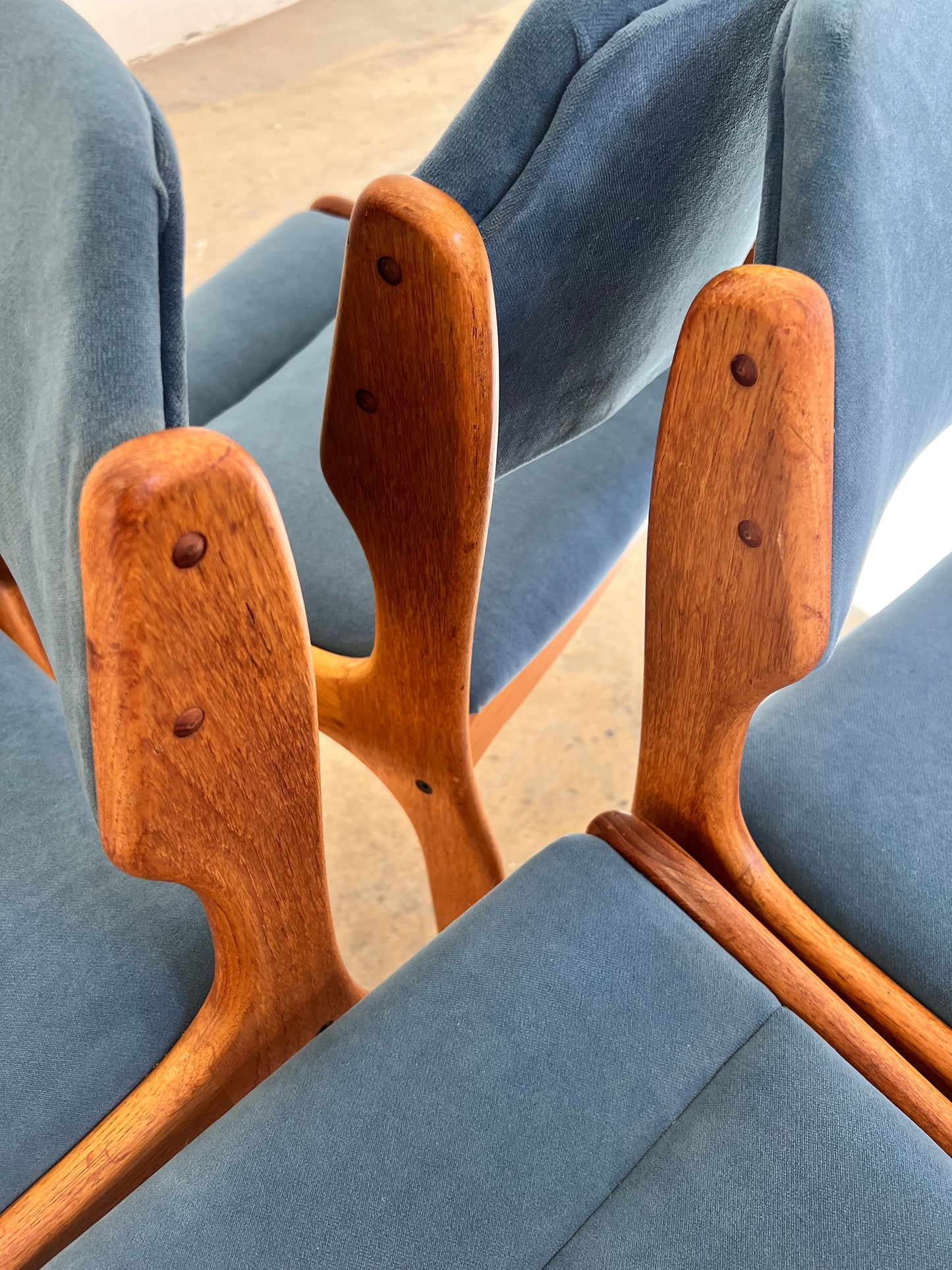 Vintage Polsterstuhl Set von 4 von Erik Buch für O.D. Møbler blau Teak