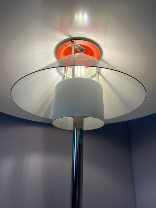 Vintage Tischlampe Trapez von Christian Hvidt für Nordisk Solar weiß orange