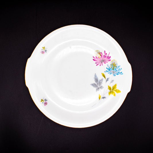 Vintage Vorlegeplatte mit floralem Dekor, Ø 25,5 cm