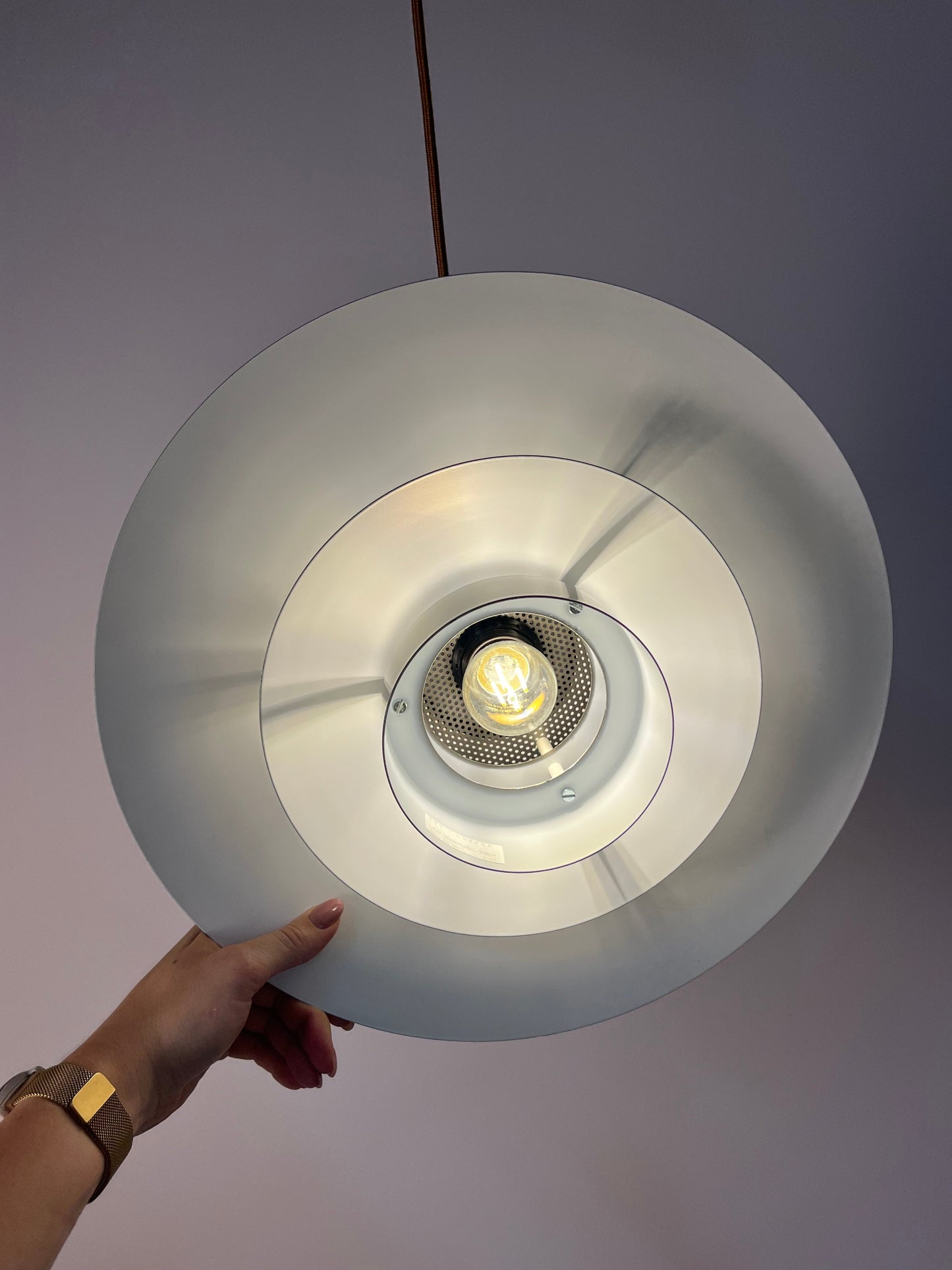 Vintage Hängelampe "Leto" silber-kupfer von Top Lamper