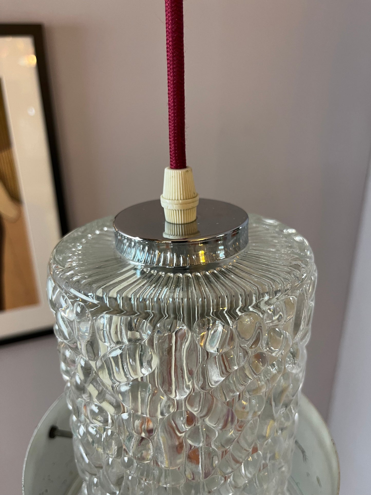 Vintage Hängelampe schwarz Eisglas von Carl Fagerlund für Orrefors