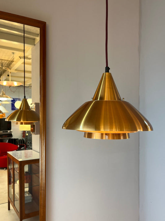 Lampe suspendue vintage en cuivre orange