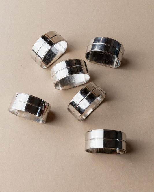 Vintage Serviettenring Chrom Italien 1970er von Studio Vilhelm Set von 6